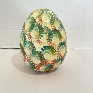 Handcrafted Ceramic Decorative Egg With Colorful Swirl Pattern‎